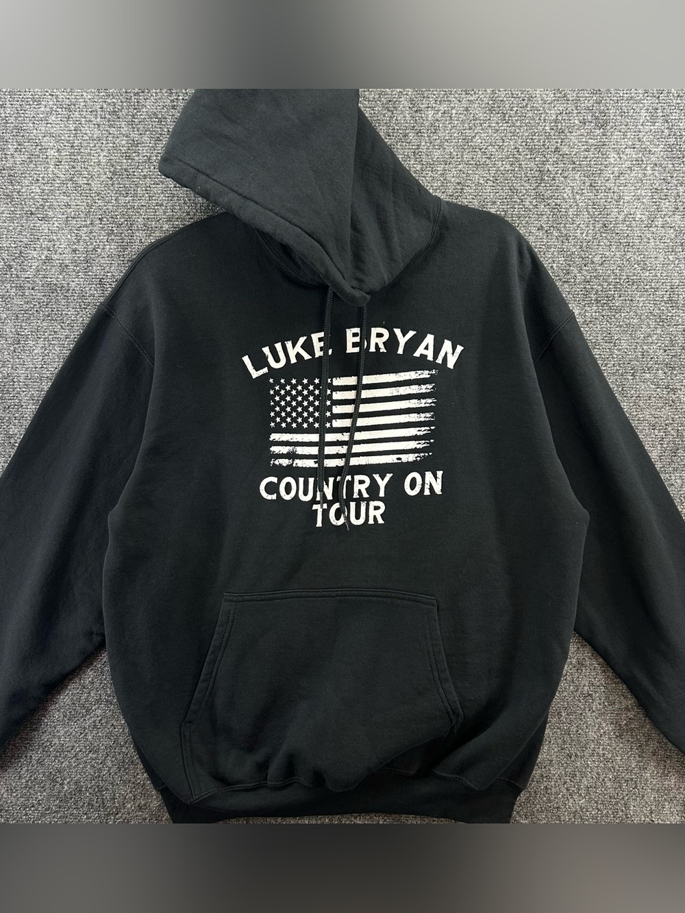 Luke Bryan Hoodie On Tour Pullover Sweatshirt Unisex Large Black White Country